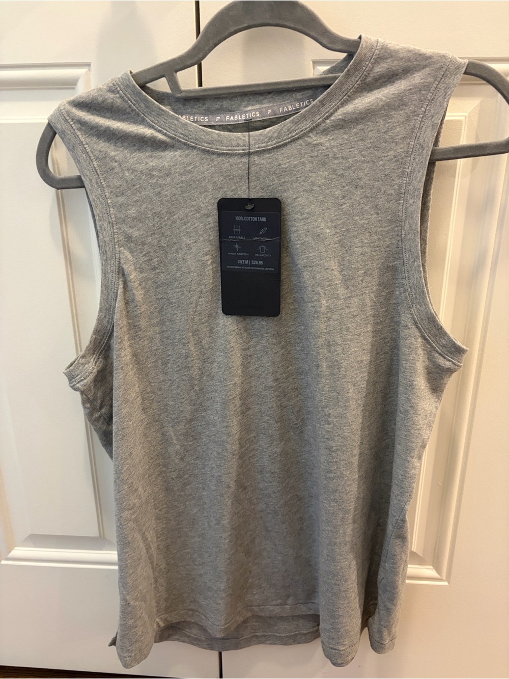 Fabletics Light Gray Sleeveless Muscle Tank